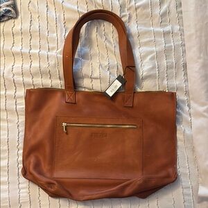 Parker Clay Rust Brown Leather Tote Bag